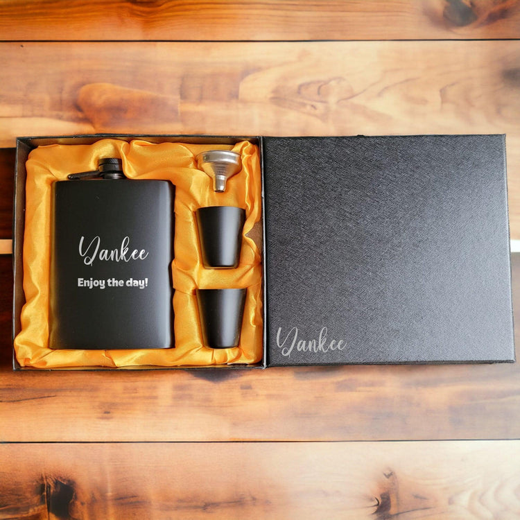 Laser Engraved Hip Flask Gift Set - jflinz